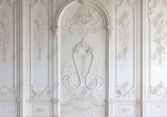 White Ornate Plaster Wall Backdrop - Gatsby Backdrop