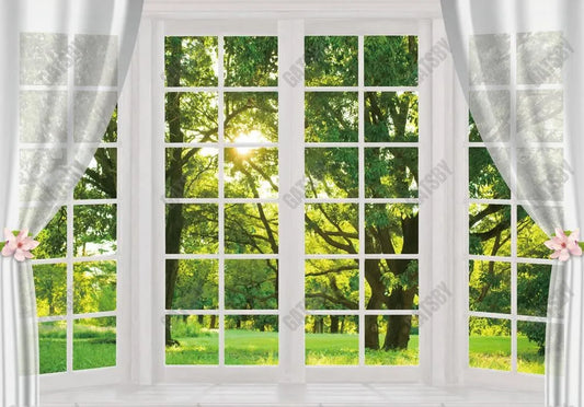 White Spring Window Scenery Photography Backdrop - Gatsby Backdrop