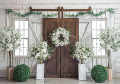 White Wooden House Flowers Backdrop - Gatsby Backdrop