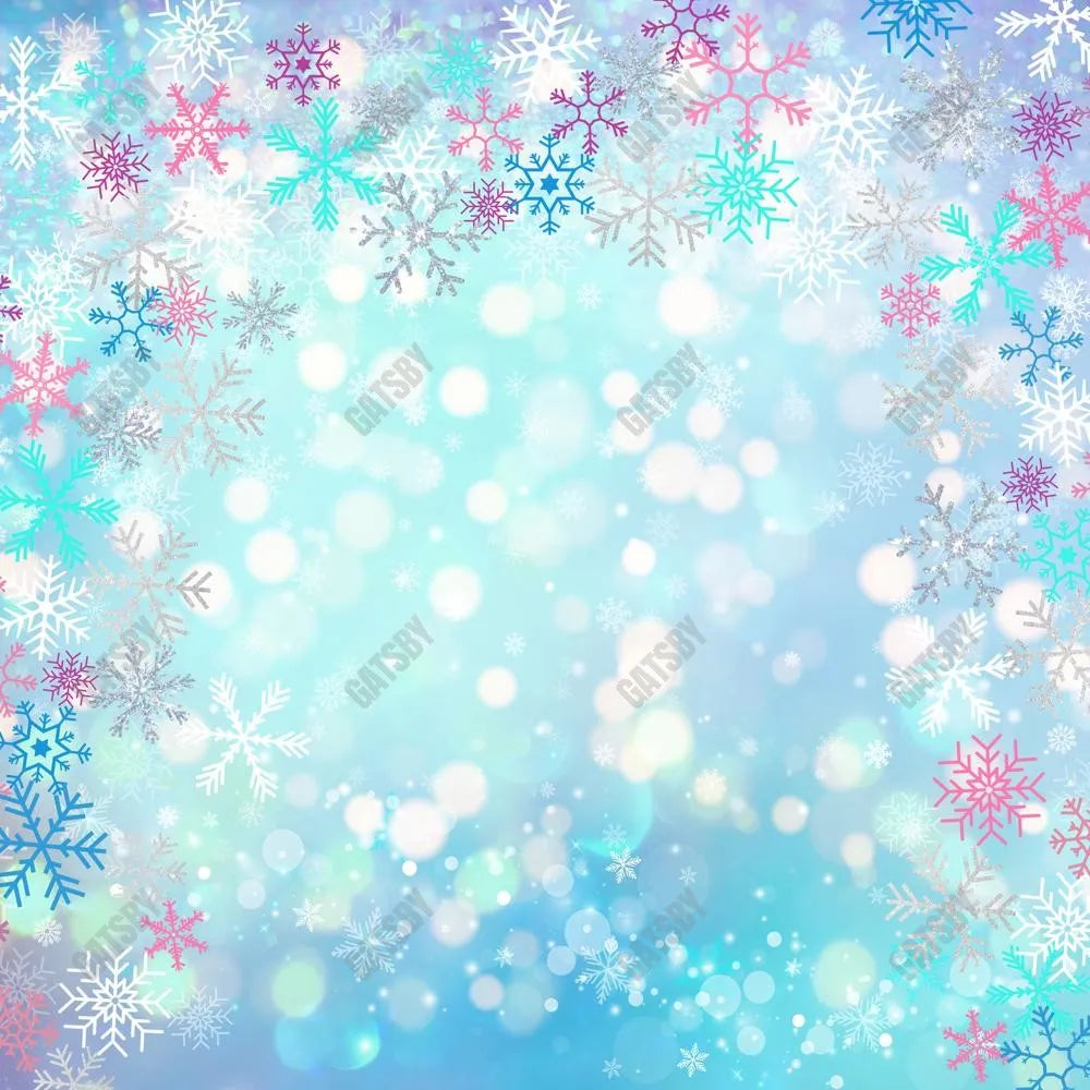 Winter Blue Bokeh Snowflakes Photography Backdrop GBSX-99972 - Gatsby Backdrop