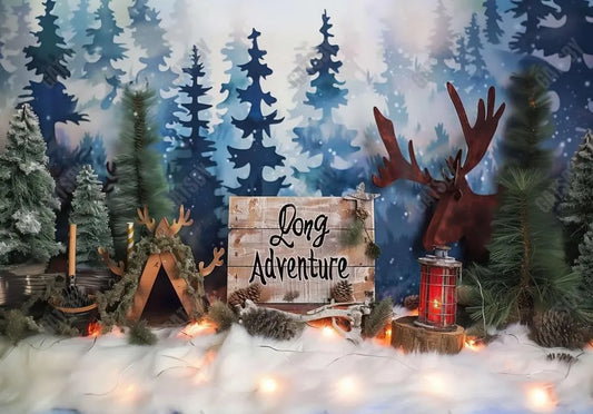 Winter Camping Cake Smash Backdrop - Gatsby Backdrop