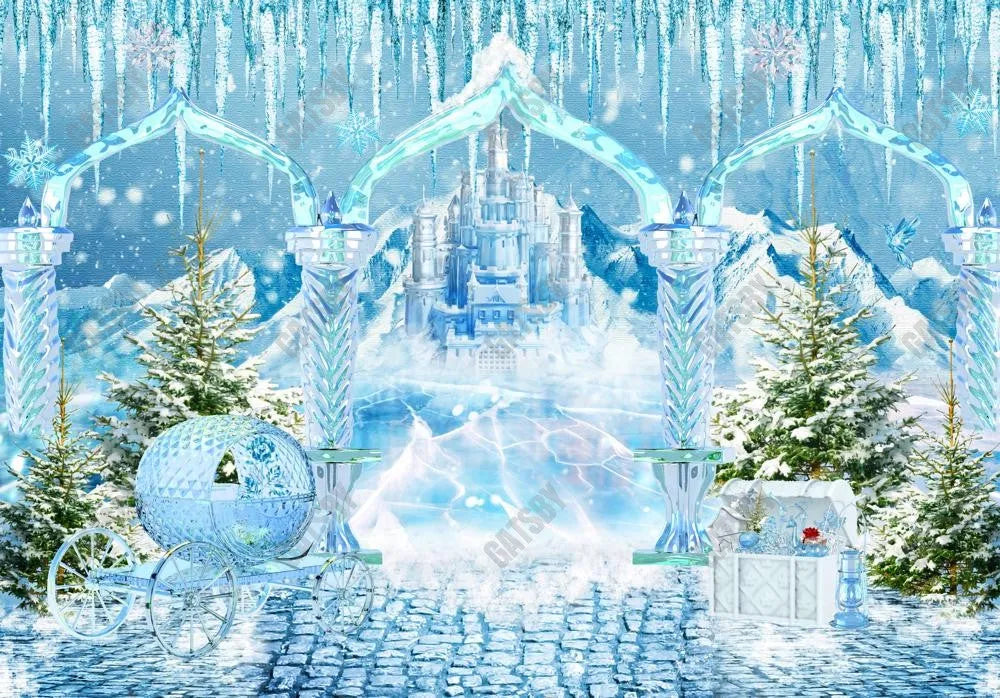 Winter Castle Photography Backdrop GBSX-99974 - Gatsby Backdrop