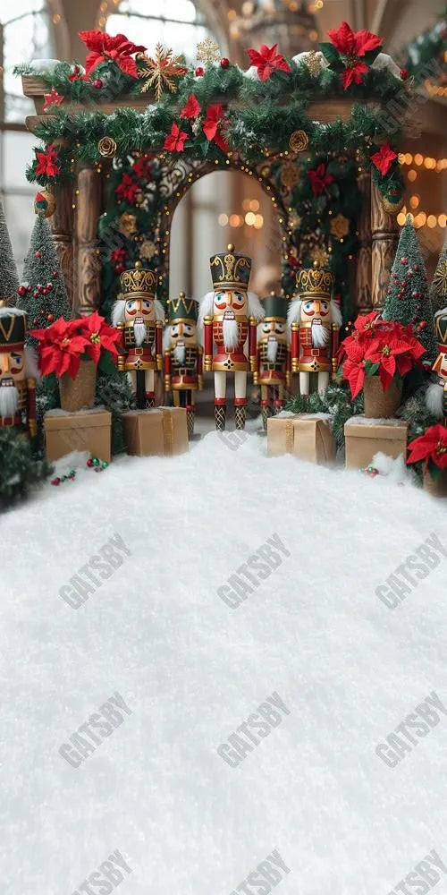 Winter Christmas Nutcracker Store Photography Backdrop GBSX-99975 - Gatsby Backdrop