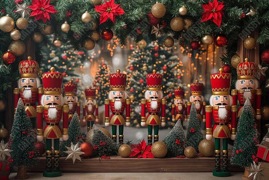 Winter Christmas Nutcracker Store Photography Backdrop GBSX-99976 - Gatsby Backdrop