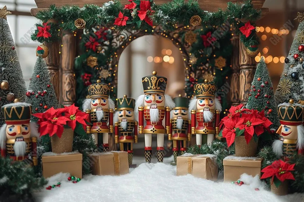 Winter Christmas Nutcracker Store Photography Backdrop GBSX-99977 - Gatsby Backdrop