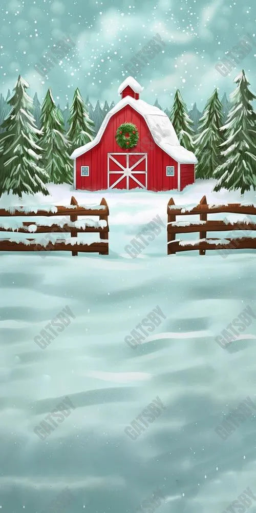 Winter Farm Barn Photography Backdrop GBSX-99981 - Gatsby Backdrop