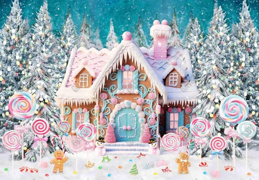 Winter Gingerbread House Lollipop Photo Backdrop - Gatsby Backdrop