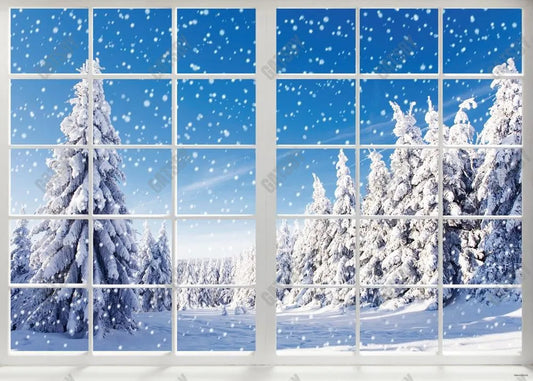 Winter Landscape Christmas Window Photography Backdrop - Gatsby Backdrop