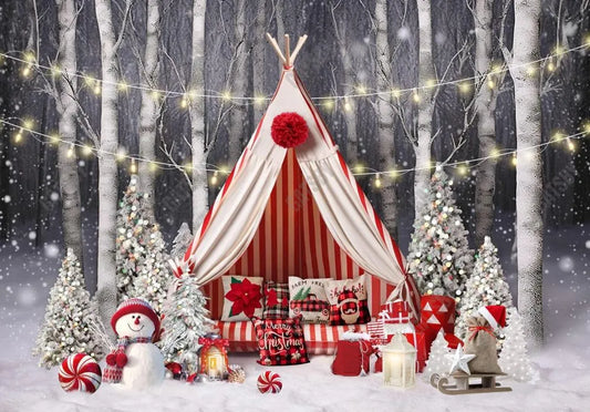Winter Snowy Forest Tent Photo Backdrop - Gatsby Backdrop