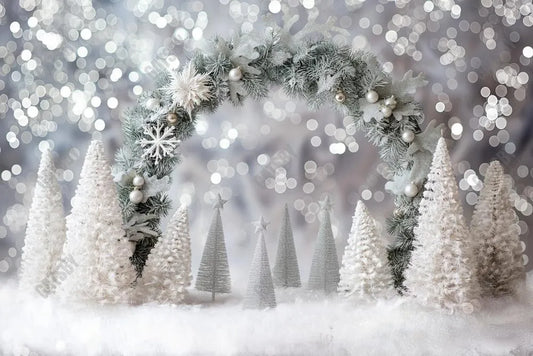 Winter White Bokeh Arch Wall Photography Backdrop GBSX-99992 - Gatsby Backdrop