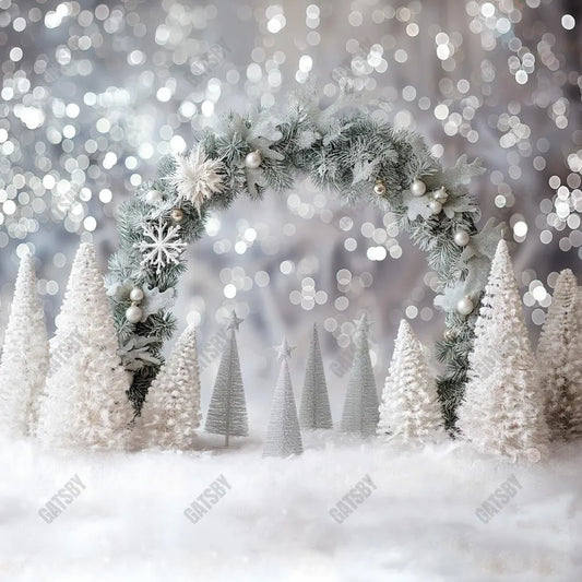 Winter White Bokeh Arch Wall Photography Backdrop GBSX-99992 - Gatsby Backdrop