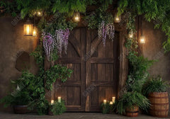 Wisteria Brown Wooden Door Backdrop - Gatsby Backdrop