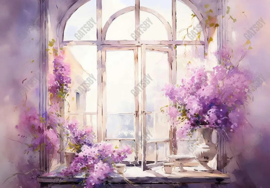 Wisteria Window Watercolor Backdrop - Gatsby Backdrop