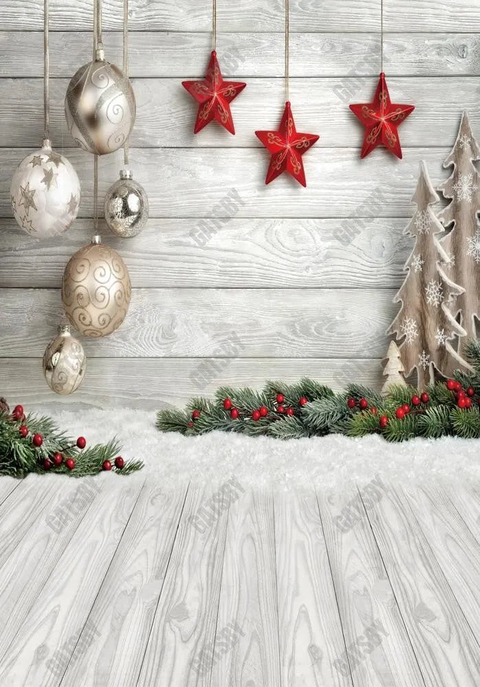 Wood Christmas Photography Backdrop GBSX-99996 - Gatsby Backdrop