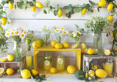 Yellow Lemon Daisy White Wall Backdrop - Gatsby Backdrop