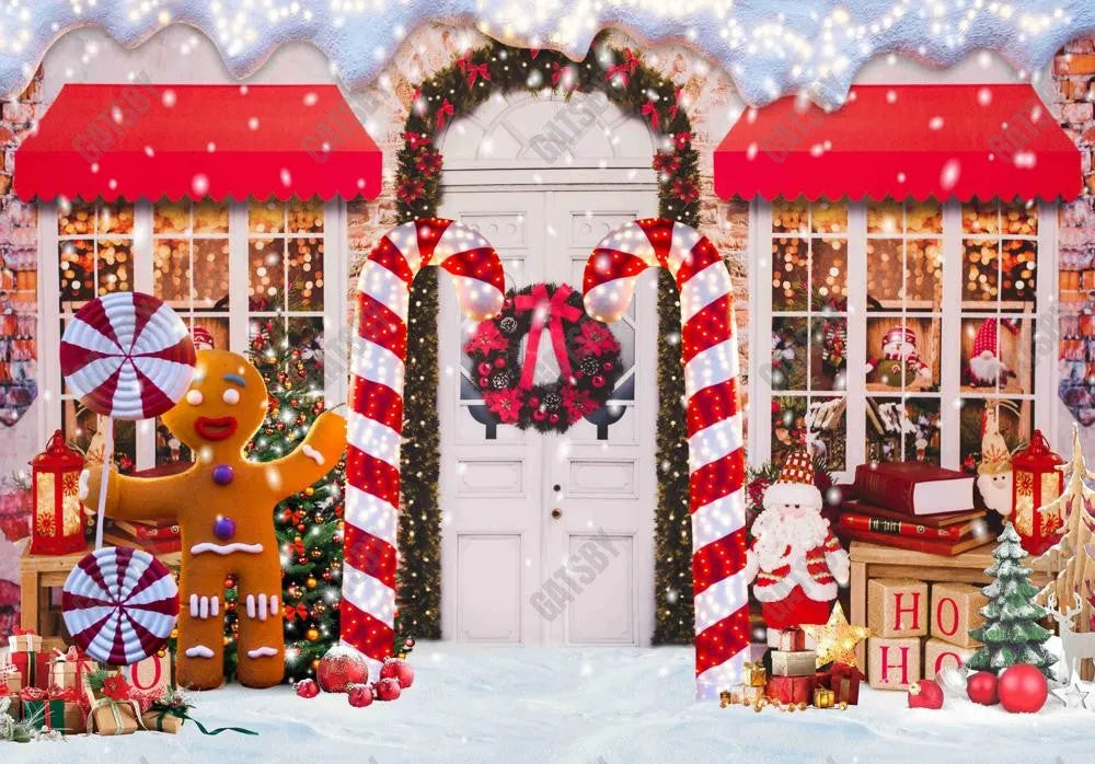 Christmas Santa Toy Store Window Backdrop - Gatsby Backdrop